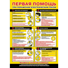 П1-ППЭлектро 594x420 Первая помощь при поражении электрическим током  1 плакат              